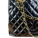 Chanel Black Patent Quilted Leather Timeless Shopping Tote Bag 2002