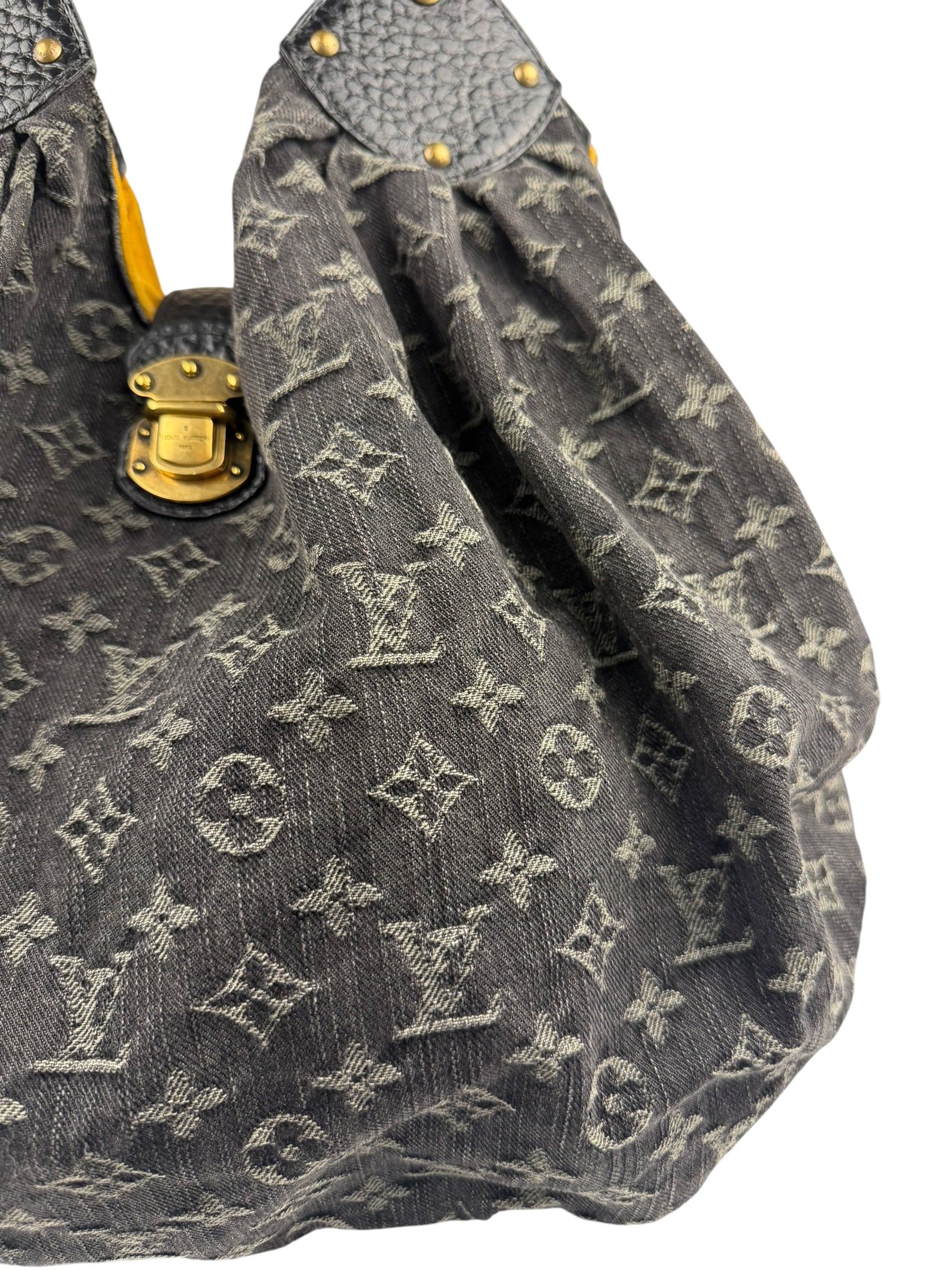Louis Vuitton Black Denim Mahina Hobo Bag XL