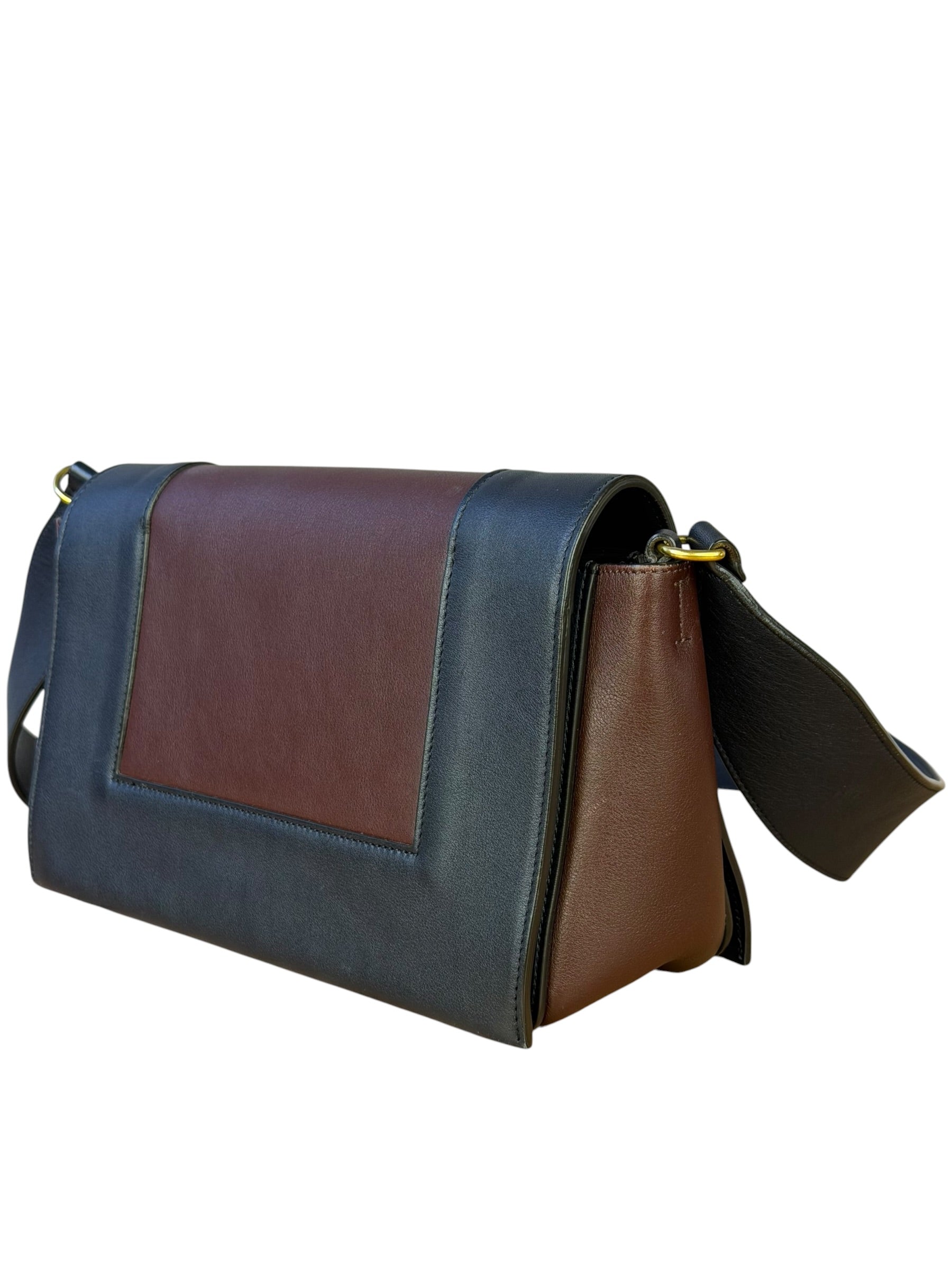 Celine Navy Blue/Burgundy Medium Frame Shoulder Bag
