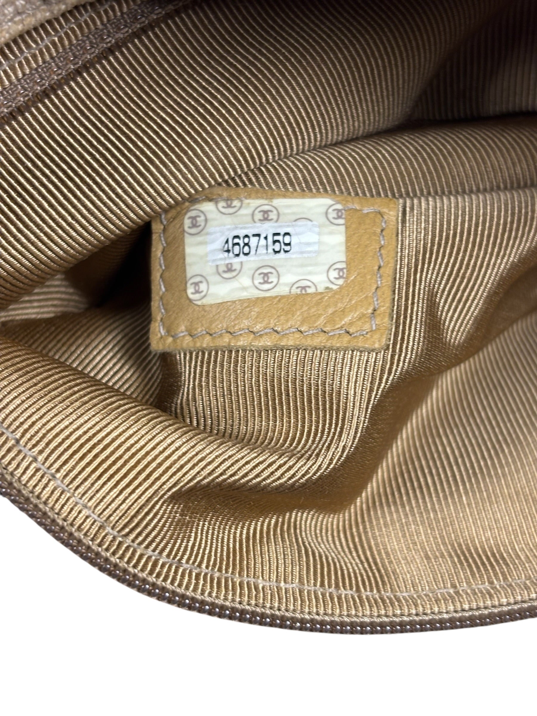 Chanel Vintage Beige Quilted Denim  Tortoise Tote 1996