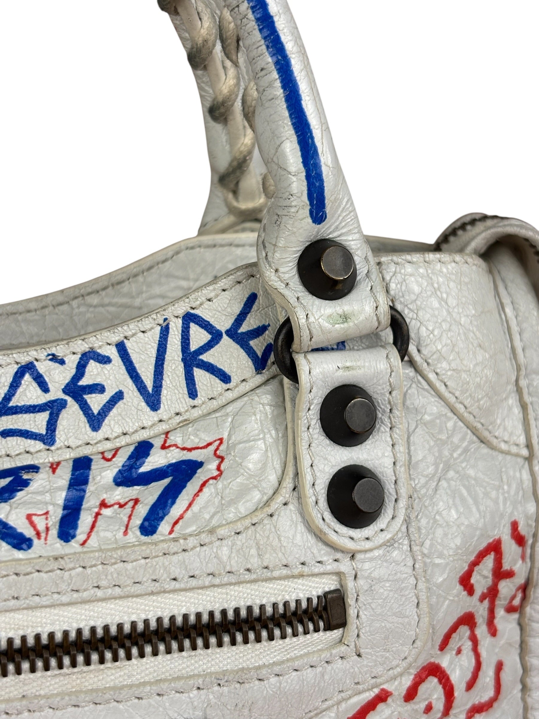 Balenciaga Mini White Graffiti Le City Bag