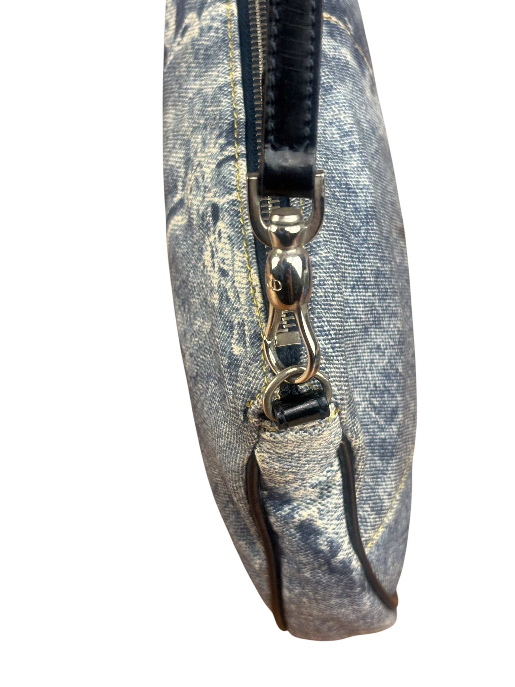 Christian Dior Vintage Denim Leather Trim  Saddle Pochette