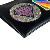 Saint Laurent Black Leather Patchwork Pouch