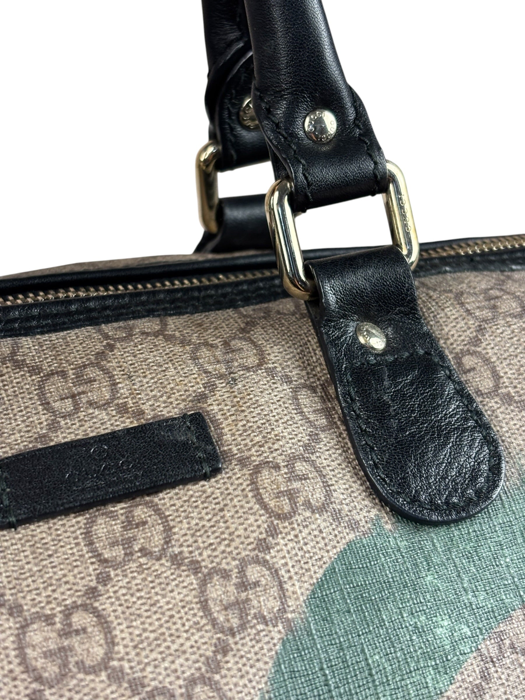 Gucci Beige Leather Gg Supreme Italian Flag Joy Boston Bag