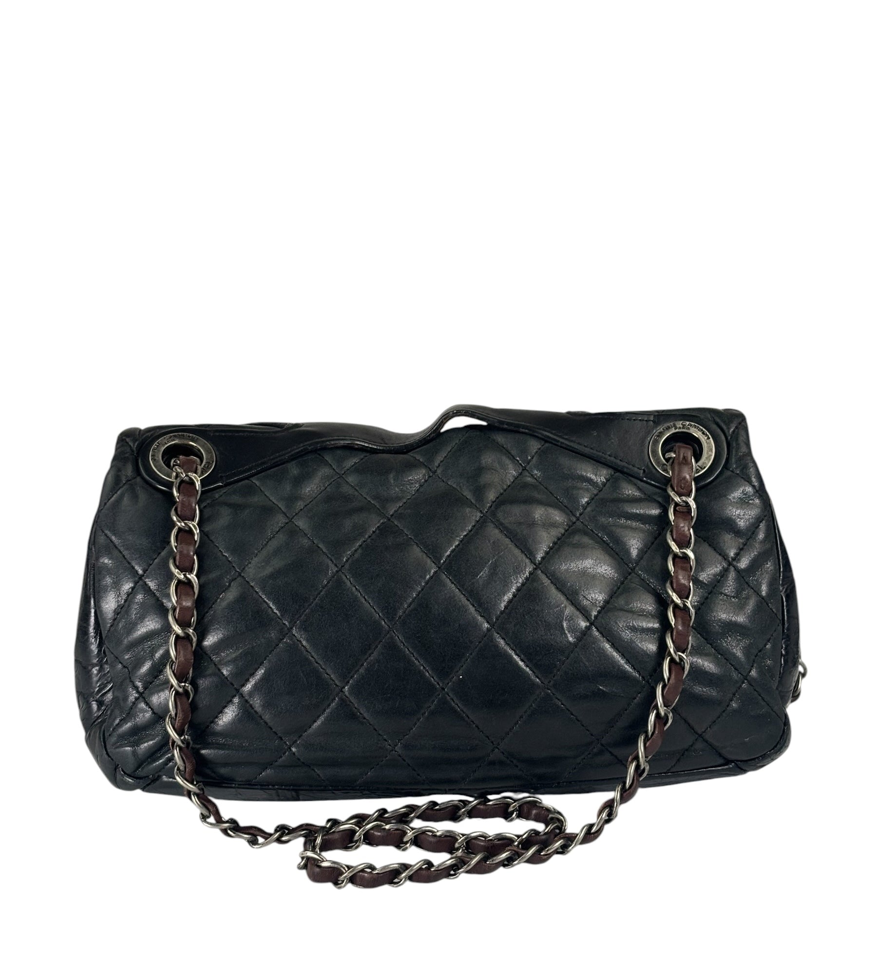 Chanel Black/Grey Quilted Calfskin Matelassè Iridescent Flap Bag 2009