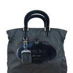 Prada Black Tessuto Nylon Leather Trim Hand Bag