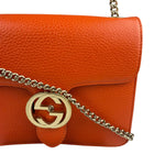 Gucci Orange Leather Small Dollar Interlocking G Shoulder Bag