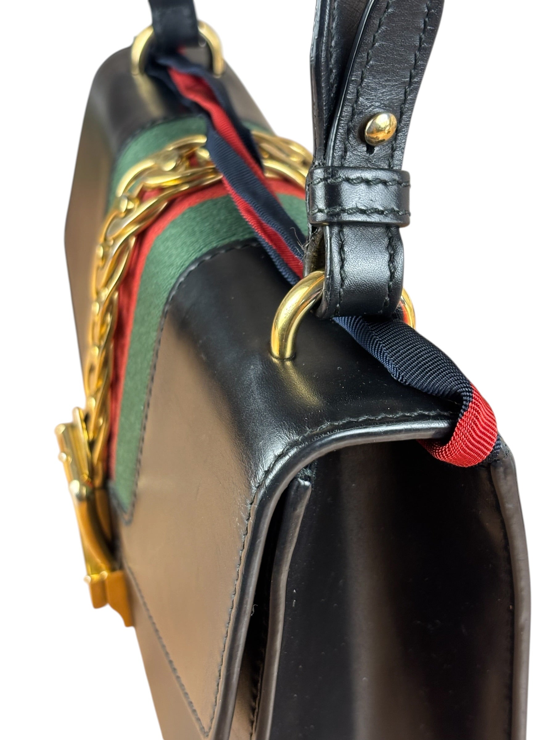 Gucci Black Leather Small Sylvie Shoulder Bag