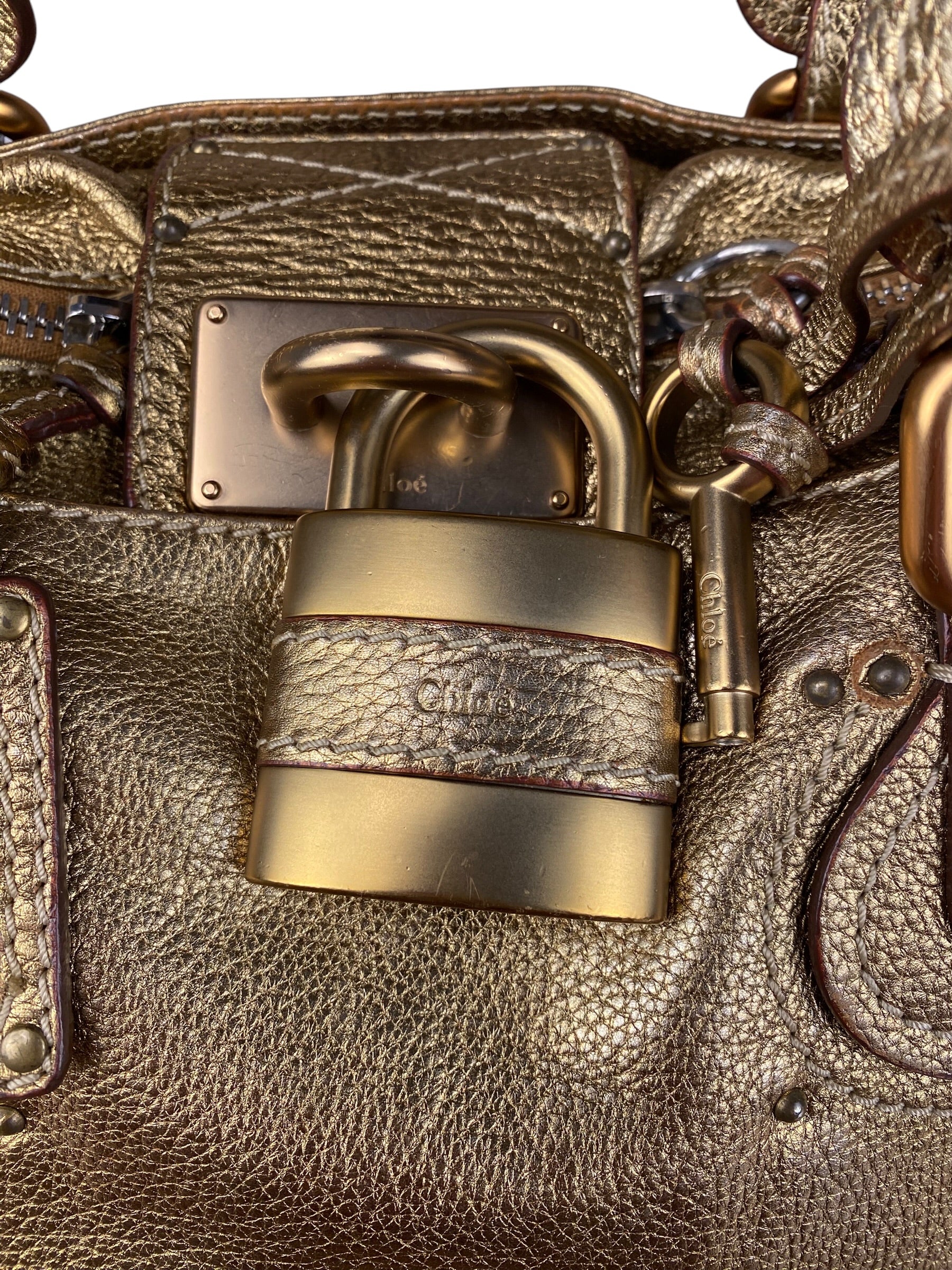 Chloé Vintage Gold Metallic Paddington Bag