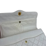 Chanel CC White Quilted Double Flap Bag 1988