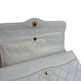 Chanel CC White Quilted Double Flap Bag 1988