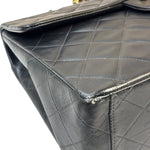 Chanel Vintage Black Quilted Leather Jumbo Flap Bag 1994
