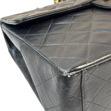 Chanel Vintage Black Quilted Leather Jumbo Flap Bag 1994