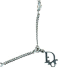Christian Dior Vintage Crown Rhinestone Pendant Logo Necklace
