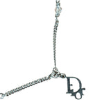 Christian Dior Vintage Crown Rhinestone Pendant Logo Necklace