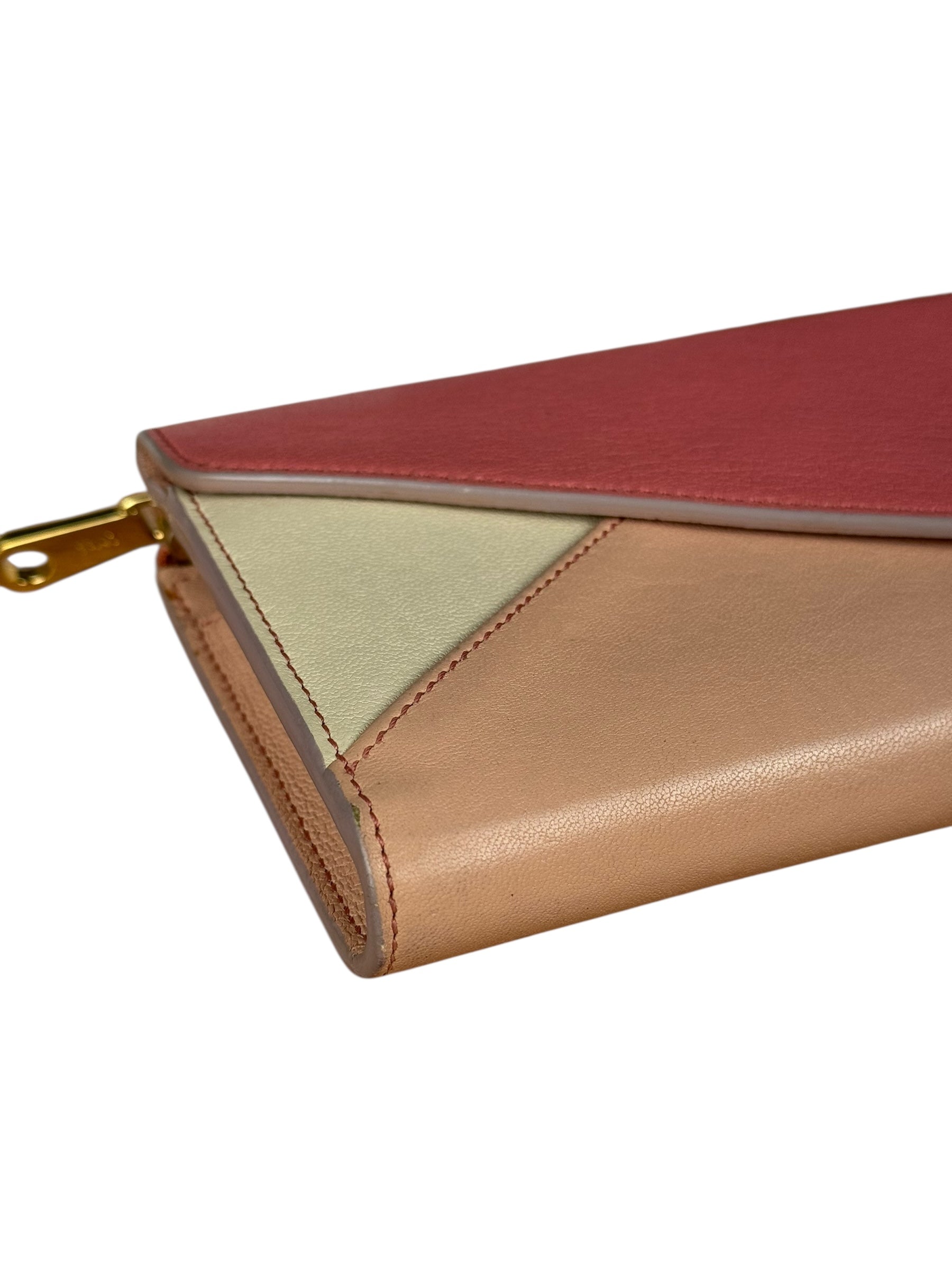 Chloe Pink Leather Envelope Long Wallet