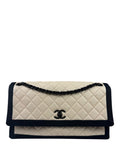 Chanel Beige/Navy Quilted Lambskin Flap Bag 2015