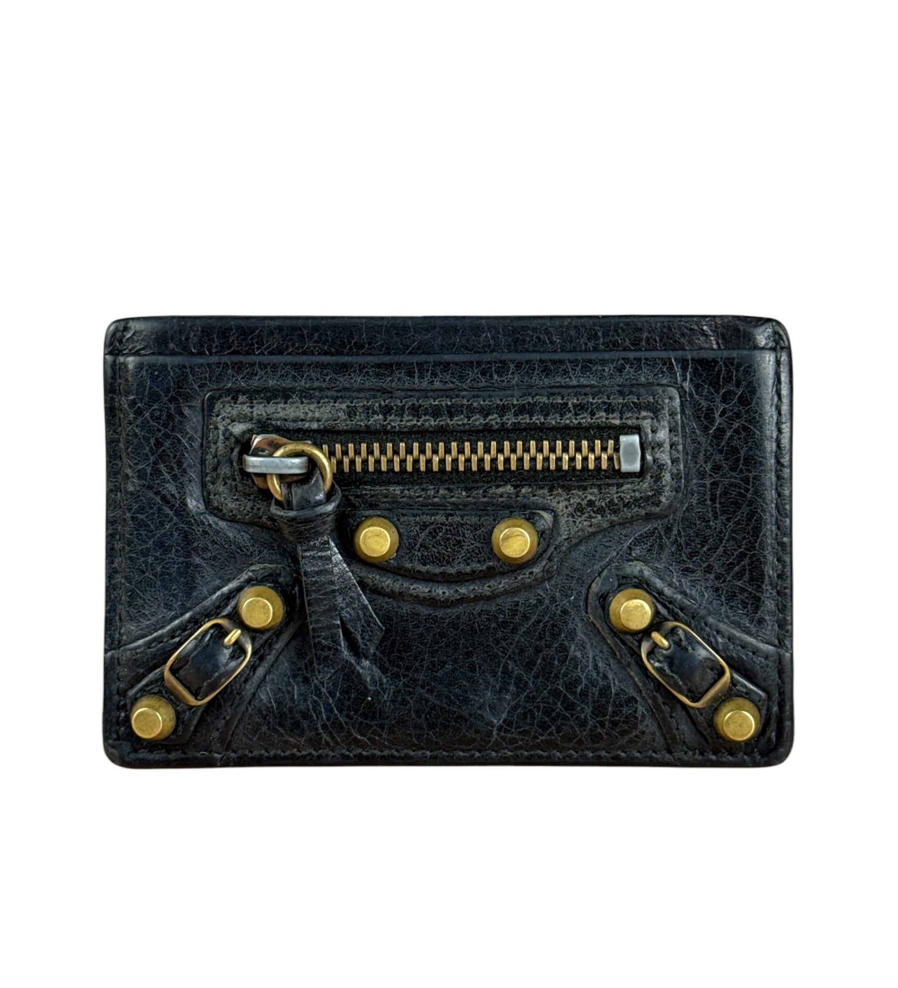 Balenciaga Black Leather Moto Cardholder