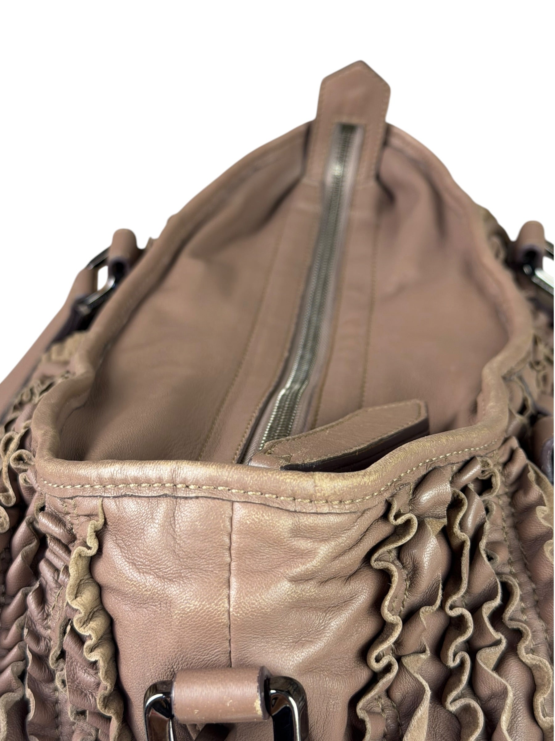 Burberry Purple Leather Ruffled Lowery Bag
