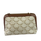 Celine Beige/Brown Leather Triomphe Chain Clutch