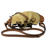 Loewe Brown/Beige Suede/Leather Trim Horseshoe Shoulder Bag