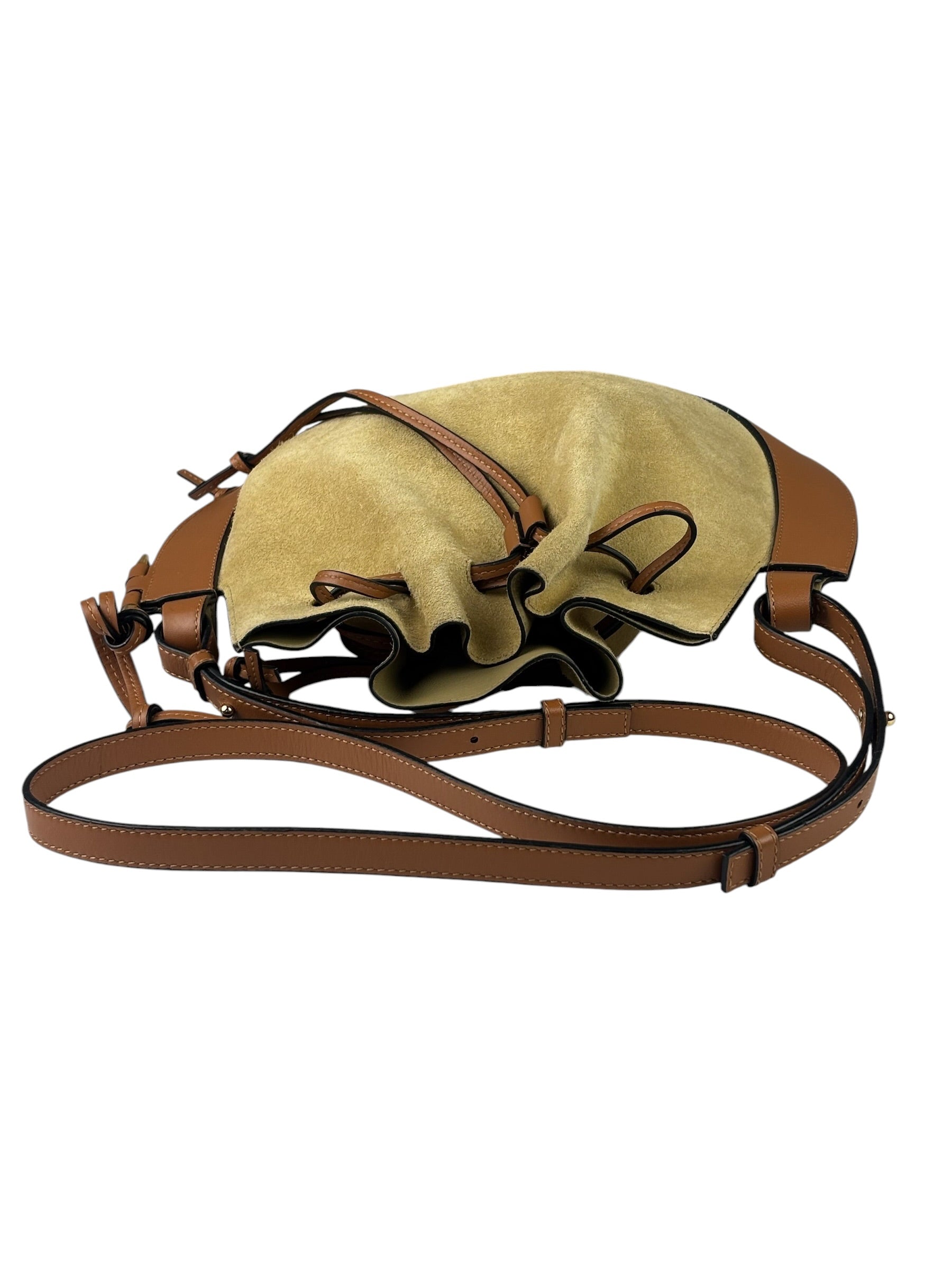 Loewe Brown/Beige Suede/Leather Trim Horseshoe Shoulder Bag