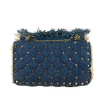 Valentino Garavani Denim Rockstud Spike Shoulder Bag
