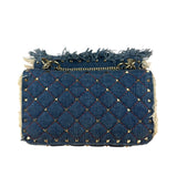 Valentino Garavani Denim Rockstud Spike Shoulder Bag