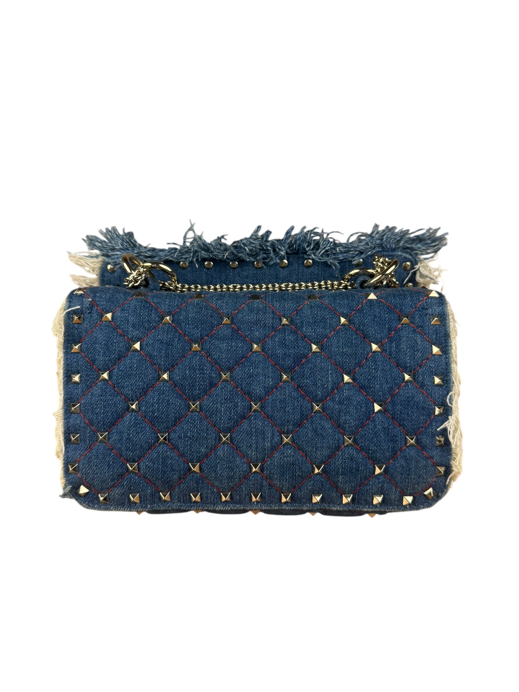 Valentino Garavani Denim Rockstud Spike Shoulder Bag