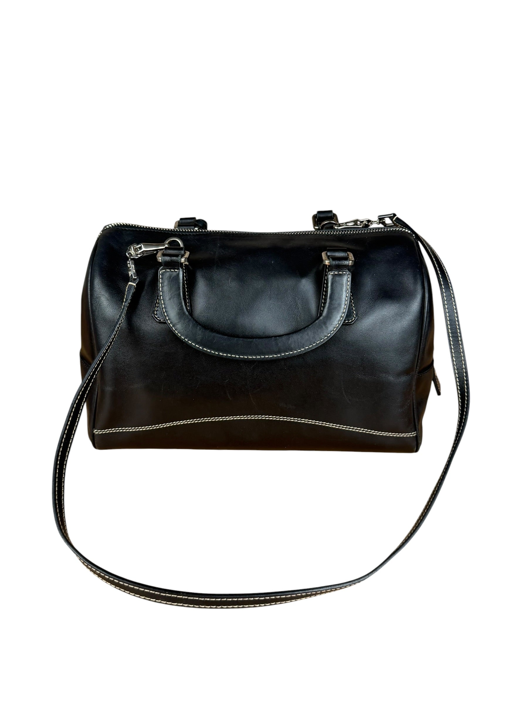 Prada Vintage Black Leather Mini Boston Bag