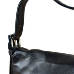 Fendi Vintage Black Leather Marble Buckle Baguette