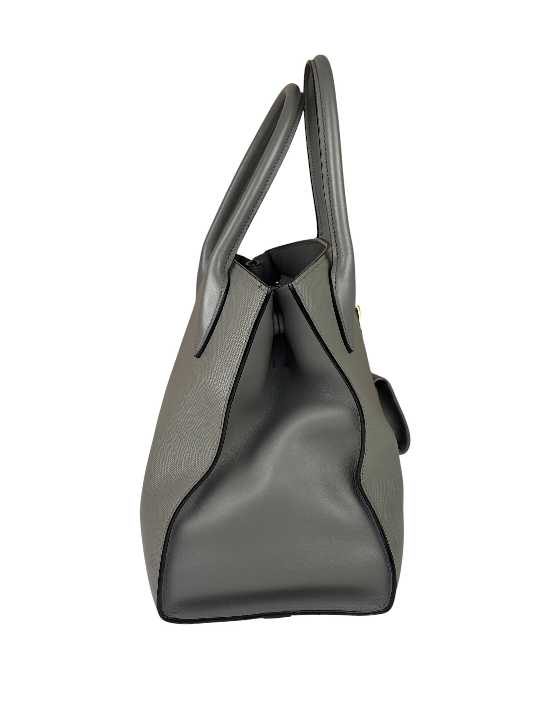 Prada Grey Saffiano Leather Two-Way Tote
