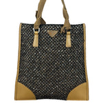 Prada Vintage Brown/Black Woven Tweed Trim Tote Handbag