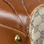 Gucci GG Brown Leather Trim Canvas Monogram Tote Bag