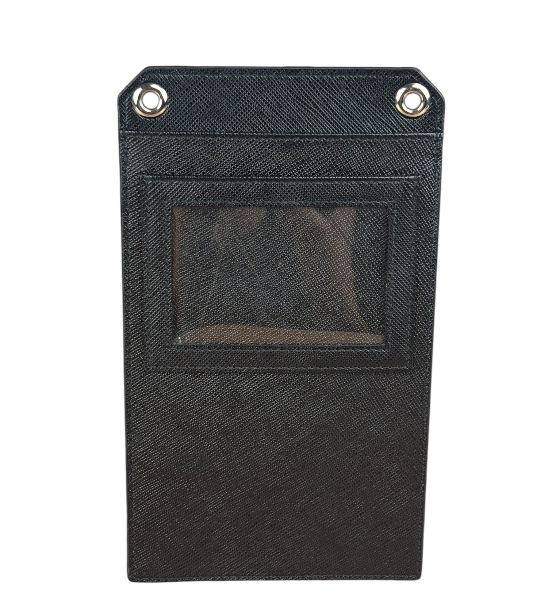 Prada Black Leather Saffiano Phone Holder