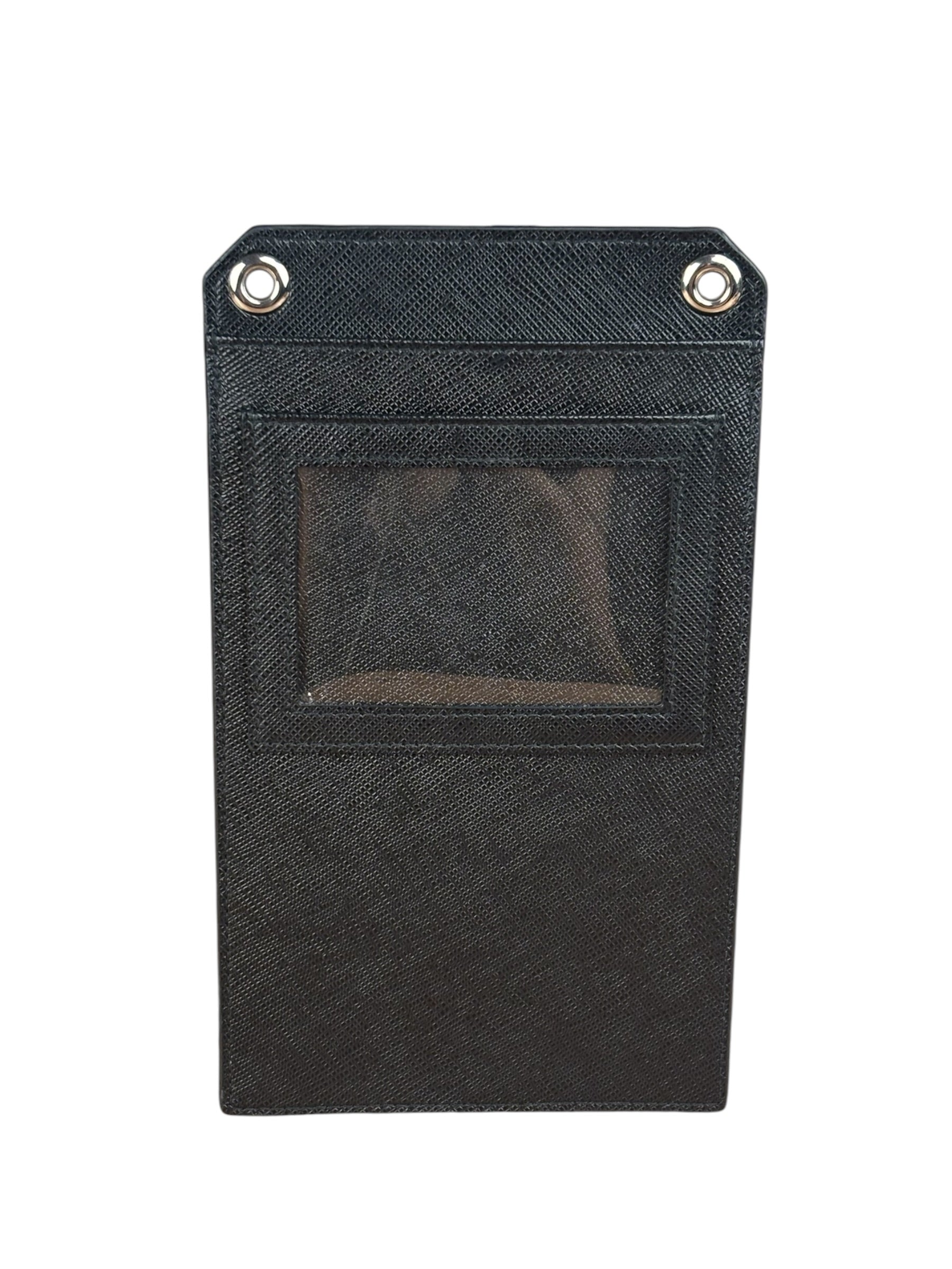 Prada Black Leather Saffiano Phone Holder