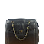 Chanel Vintage Black Calfskin Front Pocket Tote 1997