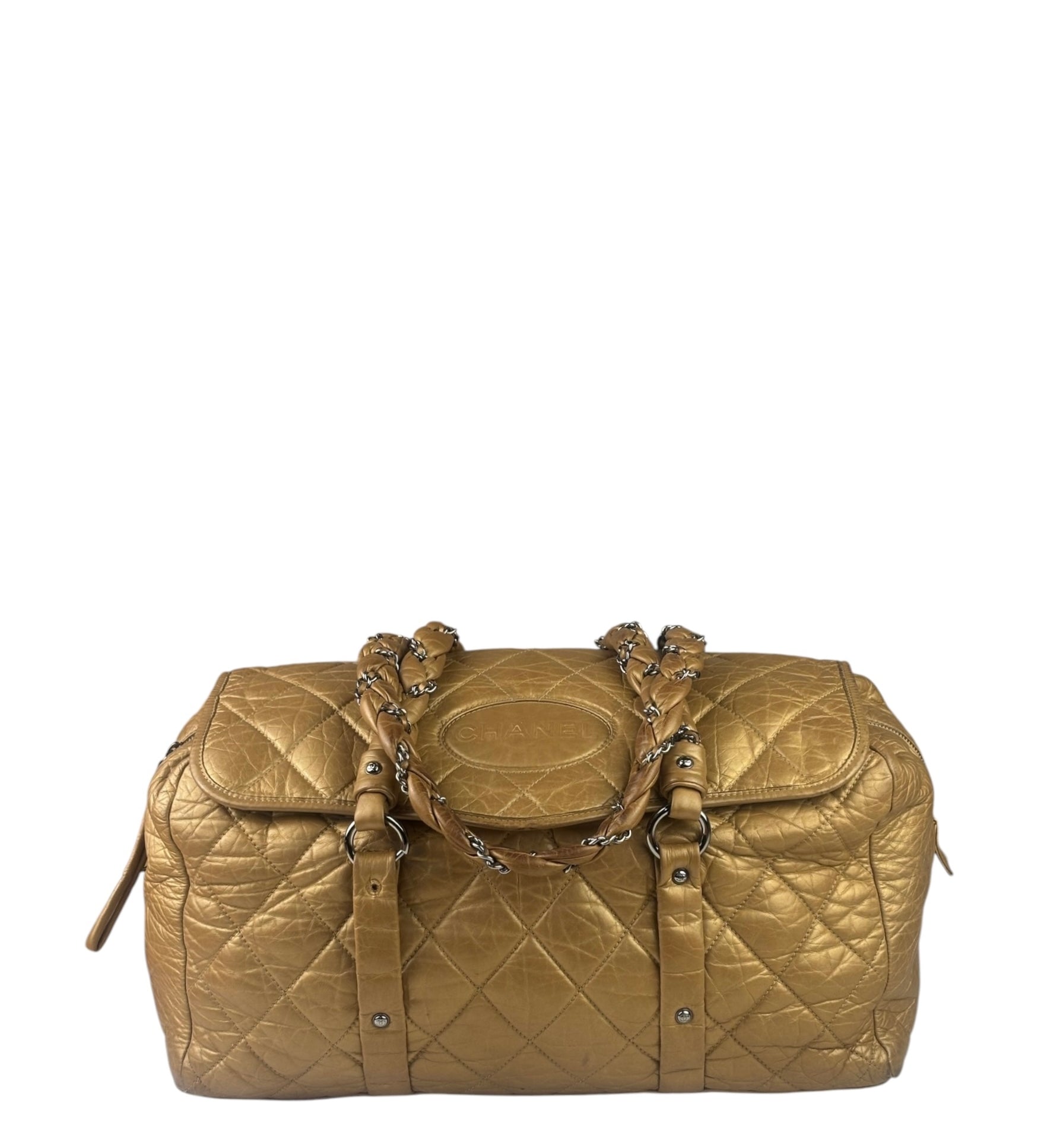 Chanel Gold Quilted Lambskin Lady Braid Flap Bag 2005
