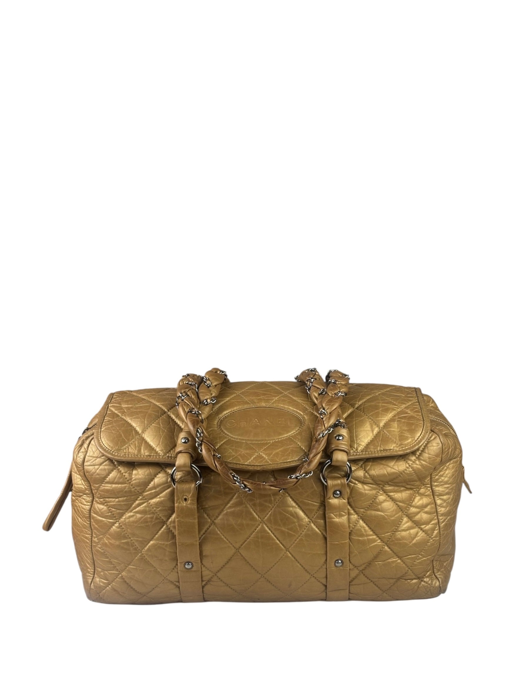 Chanel Gold Quilted Lambskin Lady Braid Flap Bag 2005