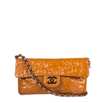 Chanel Orange Patent Leather Camellia Flap Pochette 2003