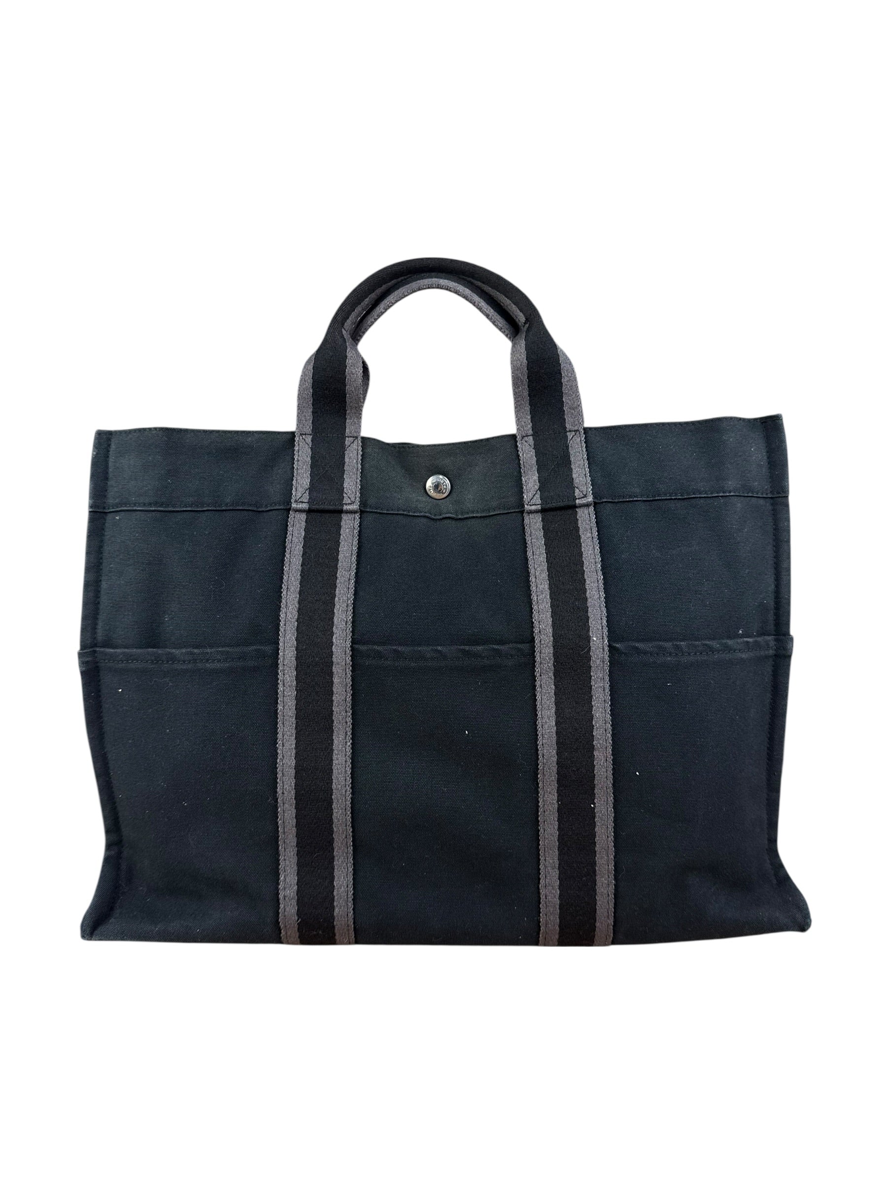 Hermes Fourre-Tout MM Canvas Black Tote