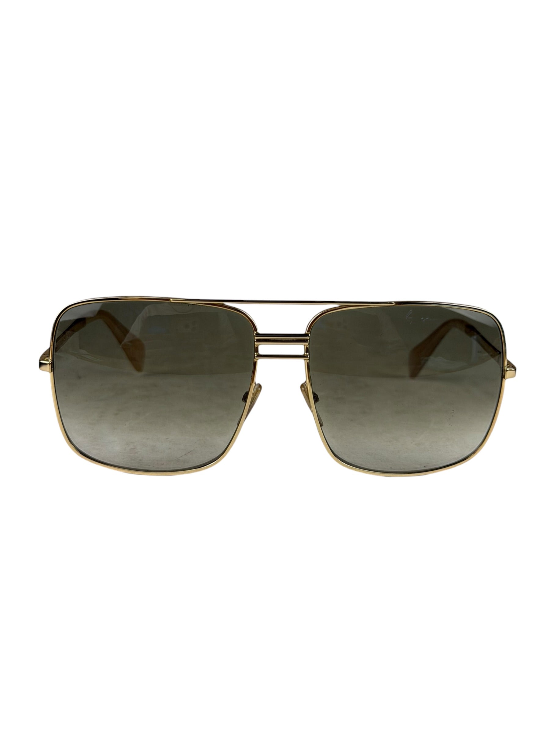 Celine Gold Tone Square Aviator Sunglasses CL41808/S