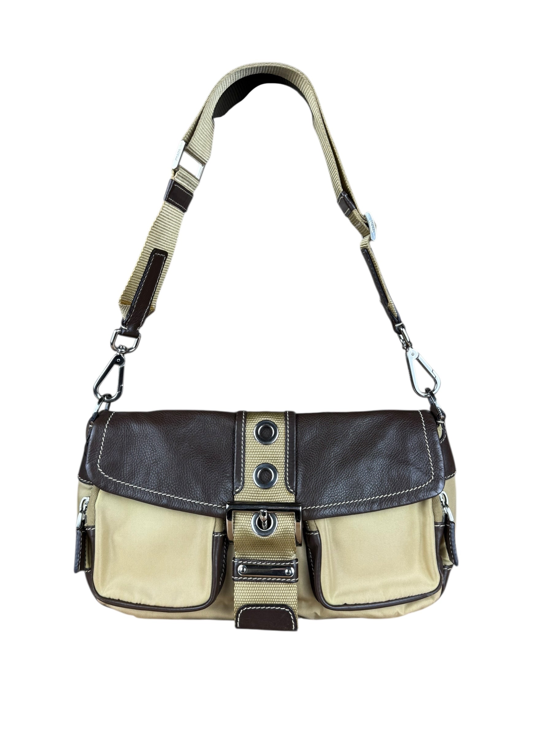 Prada Tessuto Buckle Shoulder Bag