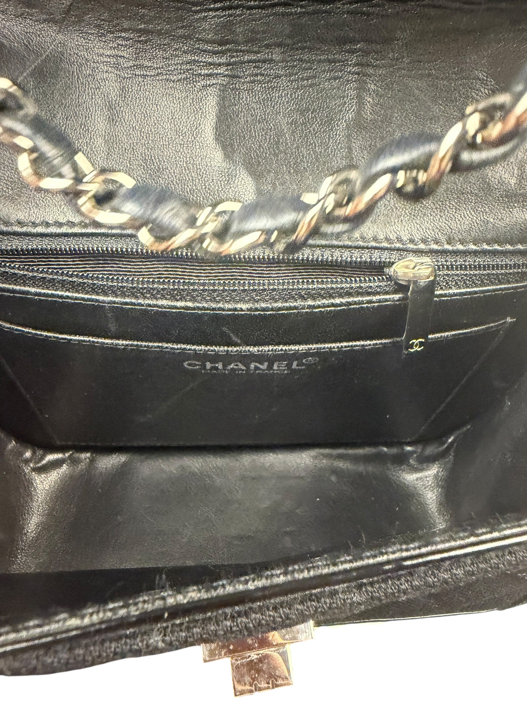 Chanel Black Patent Leather Trim Reissiue Flap Bag 2000