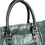 Balenciaga Leather Motocross Muted Teal Sunday Tote