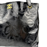 Chanel Black Patent Floral Cutout Tote (Patent Damaged) 2003