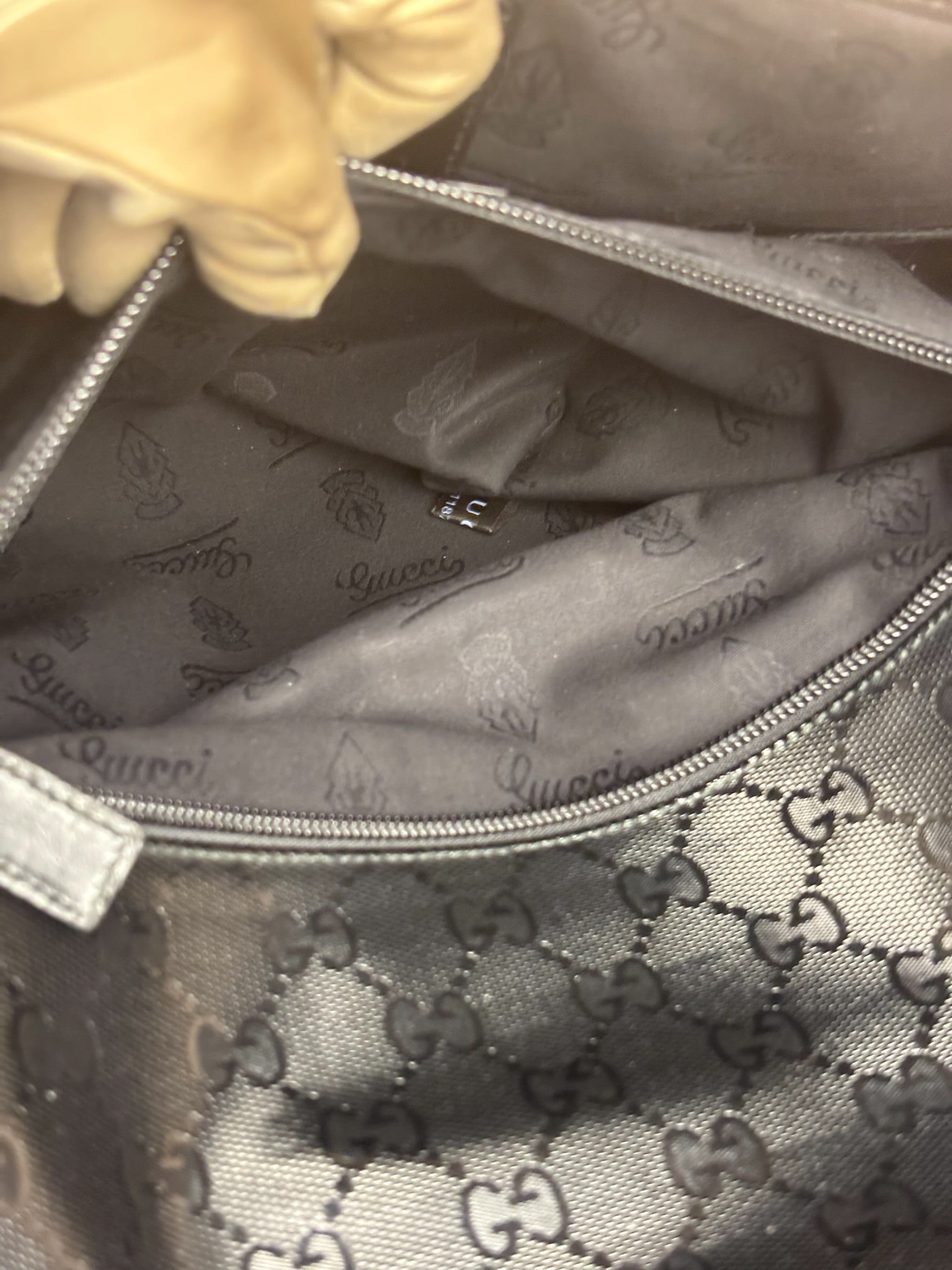 Gucci Black PVC GG Imprime Web Buckle Messenger Bag