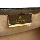 Gucci Brown Leather GG Supreme Web Stripe Clutch