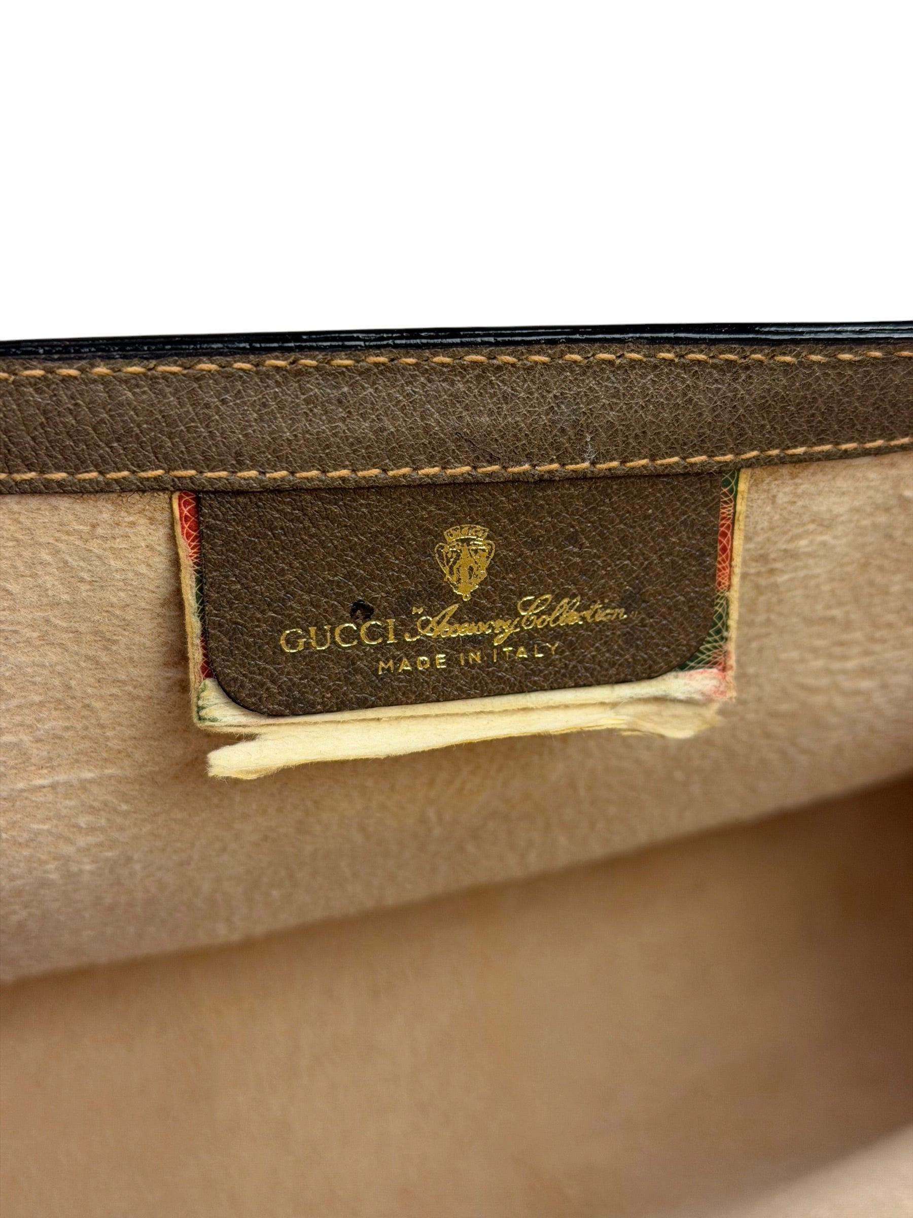 Gucci Brown Leather GG Supreme Web Stripe Clutch