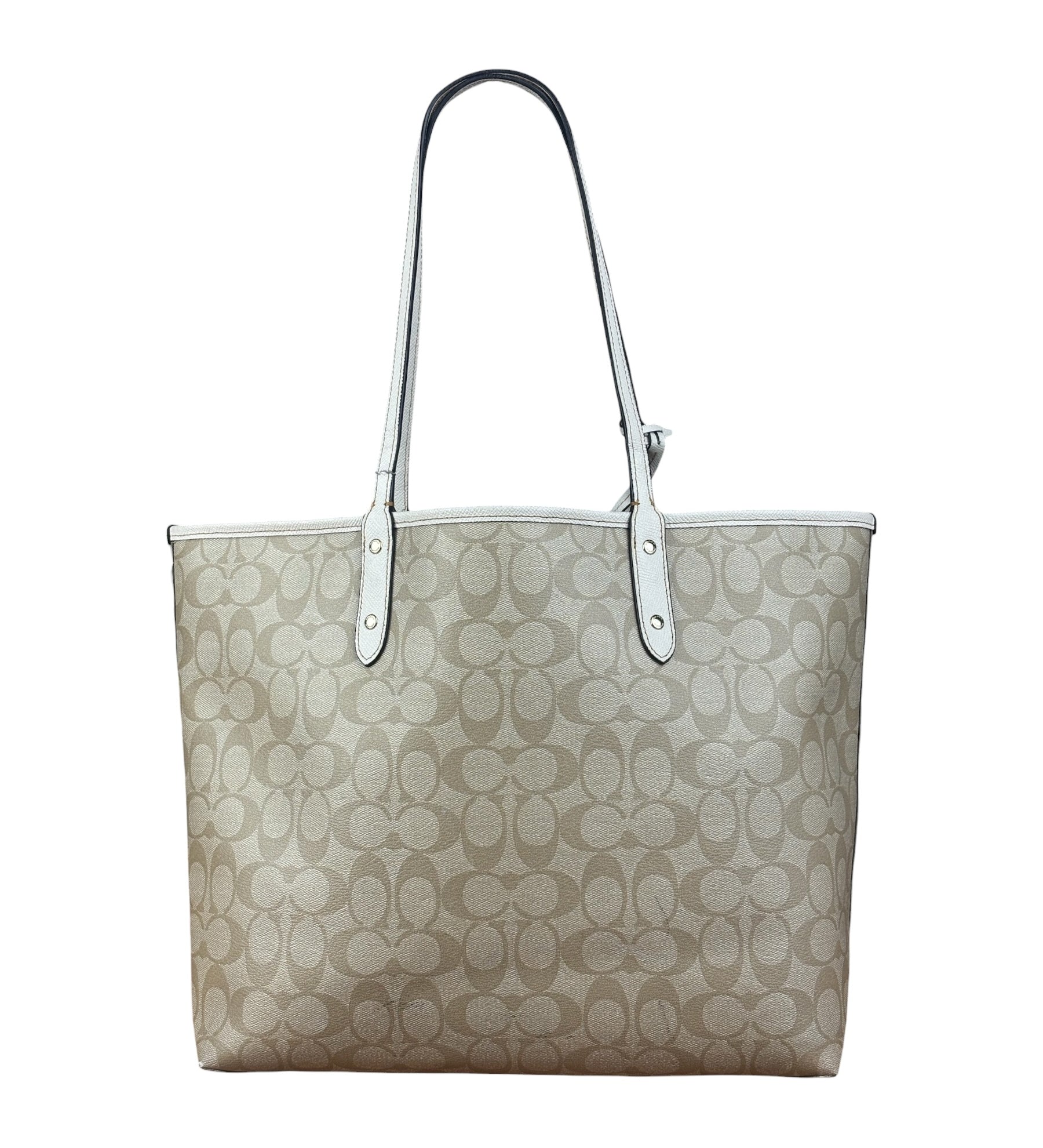 Coach Leather Signature Canvas Reversible City Tote Bag